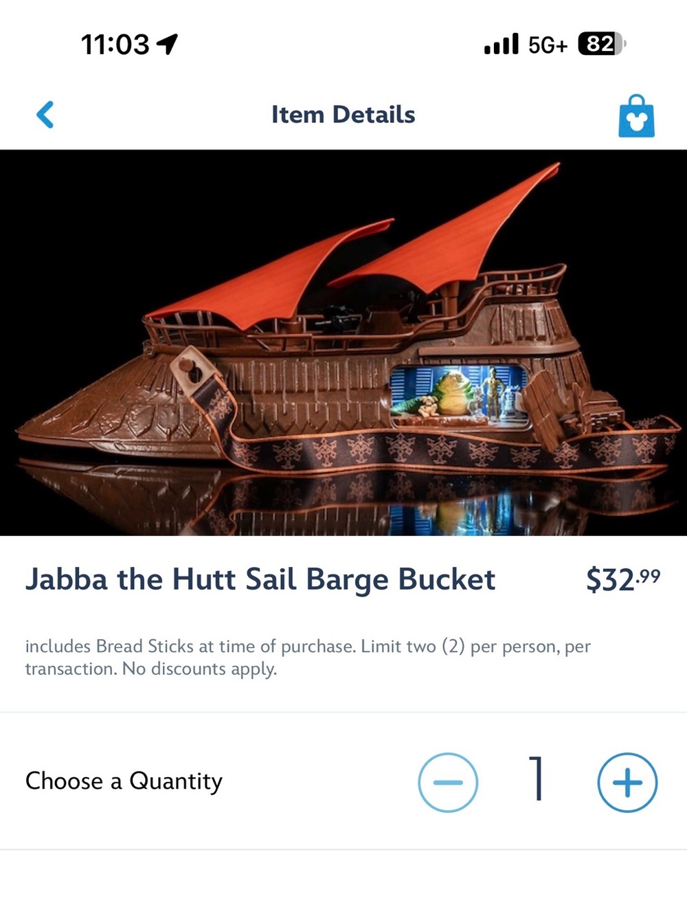 Disney Star Wars Jabba Sail Barge Popcorn Bucket 2026 NEW May 4th Exclusive - Picture 3 of 3